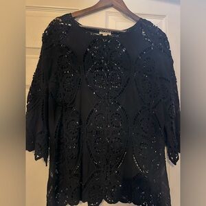 Ultra Pink Black Lace Blouse
